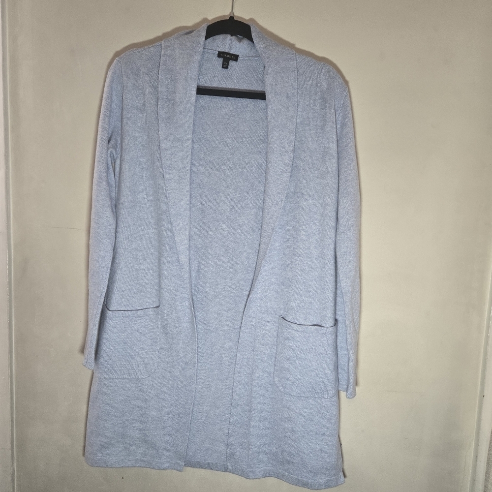 TALBOTS Women's Gray Open Front Cardigan Sweater